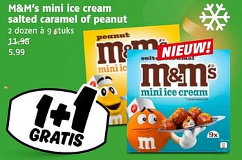 Aanbiedingen M+m’s mini ice cream salted caramel of peanut - M&amp;M', s - Geldig van 04/09/2023 tot 10/09/2023 bij Poiesz
