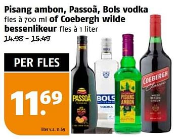 Aanbiedingen Pisang ambon, passoã, bols vodka of coebergh wilde bessenlikeur - Huismerk Poiesz - Geldig van 04/09/2023 tot 10/09/2023 bij Poiesz