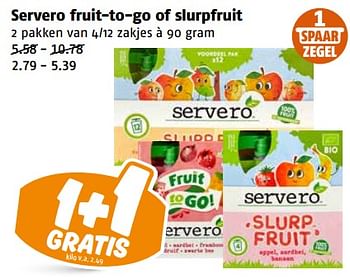 Aanbiedingen Servero fruit-to-go of slurpfruit - Servero - Geldig van 04/09/2023 tot 10/09/2023 bij Poiesz
