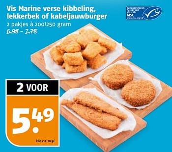 Aanbiedingen Vis marine verse kibbeling, lekkerbek of kabeljauwburger - Vismarine - Geldig van 04/09/2023 tot 10/09/2023 bij Poiesz