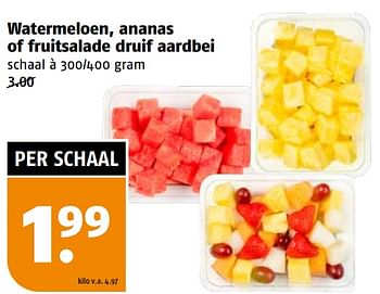 Aanbiedingen Watermeloen, ananas of fruitsalade druif aardbei - Huismerk Poiesz - Geldig van 04/09/2023 tot 10/09/2023 bij Poiesz