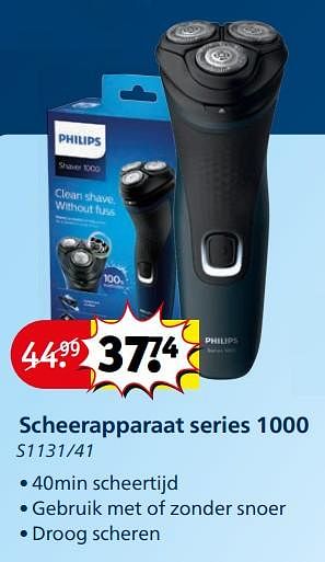 Aanbiedingen Philips scheerapparaat series 1000 s1131-41 - Philips - Geldig van 05/09/2023 tot 10/09/2023 bij Kruidvat