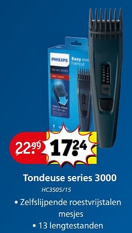 Aanbiedingen Philips tondeuse series 3000 hc3505-15 - Philips - Geldig van 05/09/2023 tot 10/09/2023 bij Kruidvat