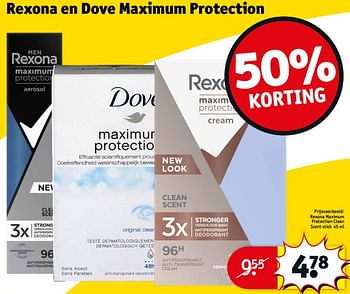 Aanbiedingen Rexona maximum protection clean scent stick - Rexona - Geldig van 05/09/2023 tot 10/09/2023 bij Kruidvat