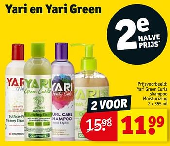 Aanbiedingen Yari green curls shampoo moisturizing - Yari - Geldig van 05/09/2023 tot 10/09/2023 bij Kruidvat