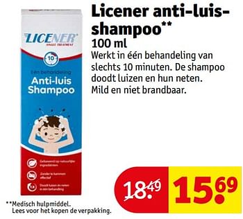 Aanbiedingen Licener anti-luisshampoo - Licener - Geldig van 05/09/2023 tot 10/09/2023 bij Kruidvat