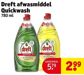 Aanbiedingen Dreft afwasmiddel quickwash - Dreft - Geldig van 05/09/2023 tot 10/09/2023 bij Kruidvat