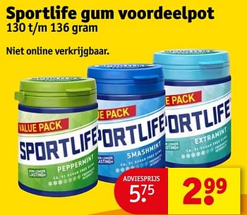 Aanbiedingen Sportlife gum voordeelpot - Sportlife - Geldig van 05/09/2023 tot 10/09/2023 bij Kruidvat