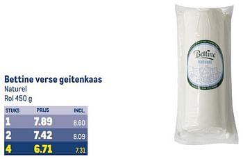 Aanbiedingen Bettine verse geitenkaas - Bettine - Geldig van 30/08/2023 tot 12/09/2023 bij Makro