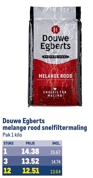 Aanbiedingen Douwe egberts melange rood snelfiltermaling - Douwe Egberts - Geldig van 30/08/2023 tot 12/09/2023 bij Makro