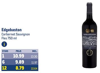 Aanbiedingen Edgebaston carbernet sauvignon - Rode wijnen - Geldig van 30/08/2023 tot 12/09/2023 bij Makro