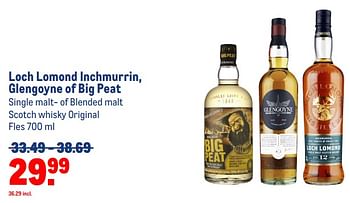 Aanbiedingen Loch lomond inchmurrin, glengoyne of big peat - Huismerk - Makro - Geldig van 30/08/2023 tot 12/09/2023 bij Makro