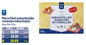 Aanbiedingen Metro chef ambachtelijke rundvlees bitterballen - Huismerk - Makro - Geldig van 30/08/2023 tot 12/09/2023 bij Makro