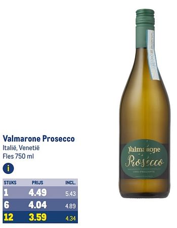 Aanbiedingen Valmarone prosecco italië, venetië - Witte wijnen - Geldig van 30/08/2023 tot 12/09/2023 bij Makro
