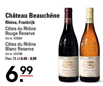 Aanbiedingen Château beauchêne rhône, frankrijk côtes du rhône rouge reserve - Rode wijnen - Geldig van 24/08/2023 tot 11/09/2023 bij Sligro