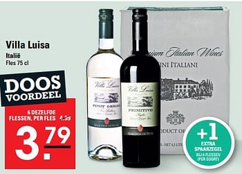 Aanbiedingen Villa luisa italië - Witte wijnen - Geldig van 24/08/2023 tot 11/09/2023 bij Sligro