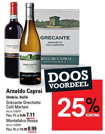 Aanbiedingen Arnaldo caprai umbria, italië grécante grechetto colli martani - Witte wijnen - Geldig van 24/08/2023 tot 11/09/2023 bij Sligro