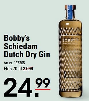 Aanbiedingen Bobby’s schiedam dutch dry gin - Bobby's - Geldig van 24/08/2023 tot 11/09/2023 bij Sligro