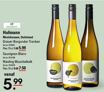 Aanbiedingen Hofmann rheinhessen, duitsland grauer burgunder trocken - Witte wijnen - Geldig van 24/08/2023 tot 11/09/2023 bij Sligro