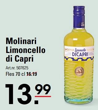 Aanbiedingen Molinari limoncello di capri - Molinari - Geldig van 24/08/2023 tot 11/09/2023 bij Sligro