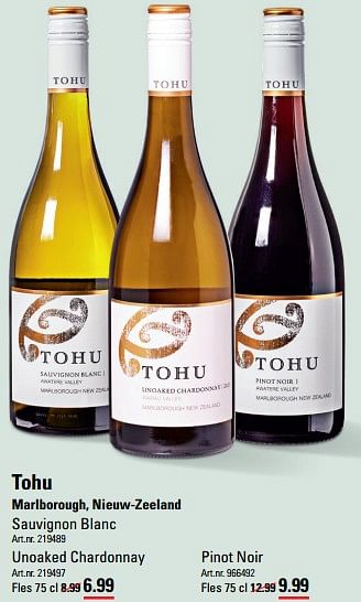 Aanbiedingen Tohu marlborough, nieuw-zeeland sauvignon blanc - Witte wijnen - Geldig van 24/08/2023 tot 11/09/2023 bij Sligro