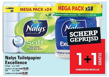 Aanbiedingen Nalys toiletpapier excellence - Nalys - Geldig van 24/08/2023 tot 11/09/2023 bij Sligro