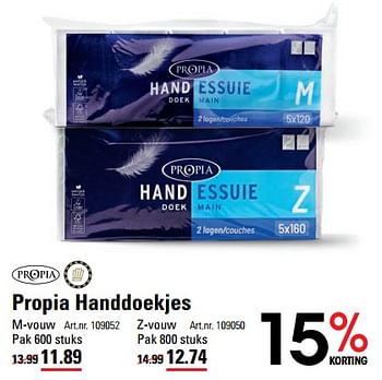 Aanbiedingen Propia handdoekjes - Propia - Geldig van 24/08/2023 tot 11/09/2023 bij Sligro
