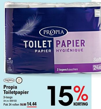 Aanbiedingen Propia toiletpapier - Propia - Geldig van 24/08/2023 tot 11/09/2023 bij Sligro