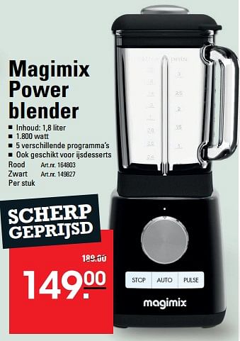 Aanbiedingen Magimix power blender zwart - Magimix - Geldig van 24/08/2023 tot 11/09/2023 bij Sligro