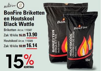 Aanbiedingen Bonfire briketten en houtskool black wattle - Bonfire - Geldig van 24/08/2023 tot 11/09/2023 bij Sligro