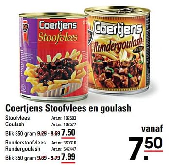 Aanbiedingen Coertjens stoofvlees en goulash - Coertjens - Geldig van 24/08/2023 tot 11/09/2023 bij Sligro