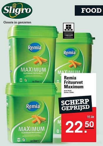 Aanbiedingen Remia frituurvet maximum - Remia - Geldig van 24/08/2023 tot 11/09/2023 bij Sligro