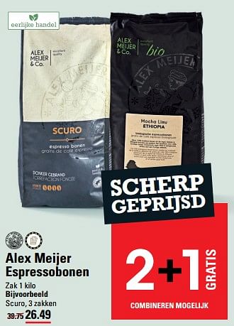 Aanbiedingen Alex meijer espressobonen - Alex Meijer - Geldig van 24/08/2023 tot 11/09/2023 bij Sligro
