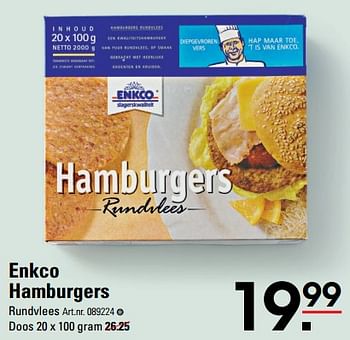 Aanbiedingen Enkco hamburgers - Enkco - Geldig van 24/08/2023 tot 11/09/2023 bij Sligro