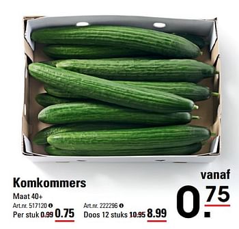 Aanbiedingen Komkommers - Huismerk - Sligro - Geldig van 24/08/2023 tot 11/09/2023 bij Sligro