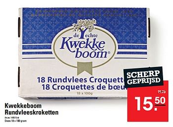 Aanbiedingen Kwekkeboom rundvleeskroketten - KWEKKEBOOM - Geldig van 24/08/2023 tot 11/09/2023 bij Sligro