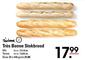Aanbiedingen Très bonne stokbrood - TRESBONNE - Geldig van 24/08/2023 tot 11/09/2023 bij Sligro