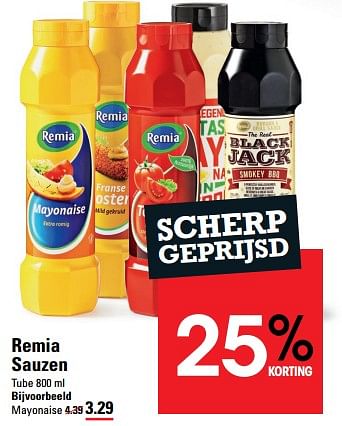 Aanbiedingen Remia sauzen - Remia - Geldig van 24/08/2023 tot 11/09/2023 bij Sligro