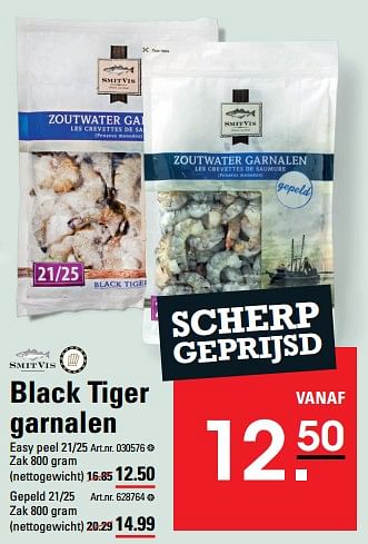 Aanbiedingen Black tiger garnalen - Smit Vis - Geldig van 24/08/2023 tot 11/09/2023 bij Sligro