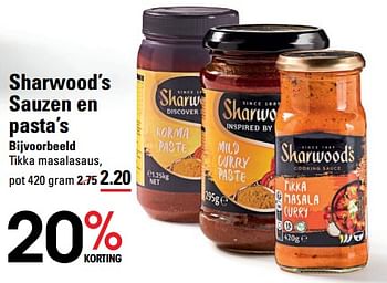 Aanbiedingen Sharwood’s sauzen en pasta’s - Sharwood's - Geldig van 24/08/2023 tot 11/09/2023 bij Sligro