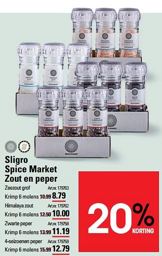 Aanbiedingen Sligro spice market zout en peper - Huismerk - Sligro - Geldig van 24/08/2023 tot 11/09/2023 bij Sligro
