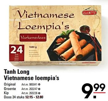Aanbiedingen Tanh long vietnamese loempia’s - Thanh long - Geldig van 24/08/2023 tot 11/09/2023 bij Sligro