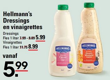 Aanbiedingen Hellmann’s dressings en vinaigrettes - Hellman's - Geldig van 24/08/2023 tot 11/09/2023 bij Sligro