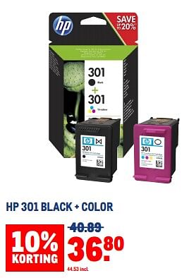 Aanbiedingen Hp 301 black + color - HP - Geldig van 30/08/2023 tot 12/09/2023 bij Makro