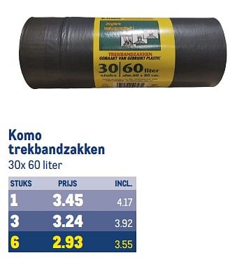 Aanbiedingen Komo trekbandzakken - Komo - Geldig van 30/08/2023 tot 12/09/2023 bij Makro