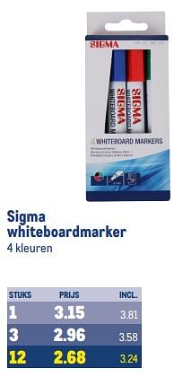 Aanbiedingen Sigma whiteboardmarker - Sigma - Geldig van 30/08/2023 tot 12/09/2023 bij Makro