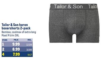 Aanbiedingen Tailor + son heren boxershorts - Tailor &amp; Son - Geldig van 30/08/2023 tot 12/09/2023 bij Makro