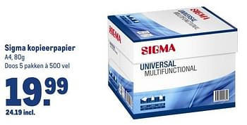 Aanbiedingen Sigma kopieerpapier - Sigma - Geldig van 30/08/2023 tot 12/09/2023 bij Makro