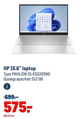 Aanbiedingen Hp 15.6`` laptop pavilion 15-eg2265nd - HP - Geldig van 30/08/2023 tot 12/09/2023 bij Makro