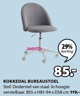 Aanbiedingen Kokkedal bureaustoel - Huismerk - Jysk - Geldig van 04/09/2023 tot 17/09/2023 bij Jysk